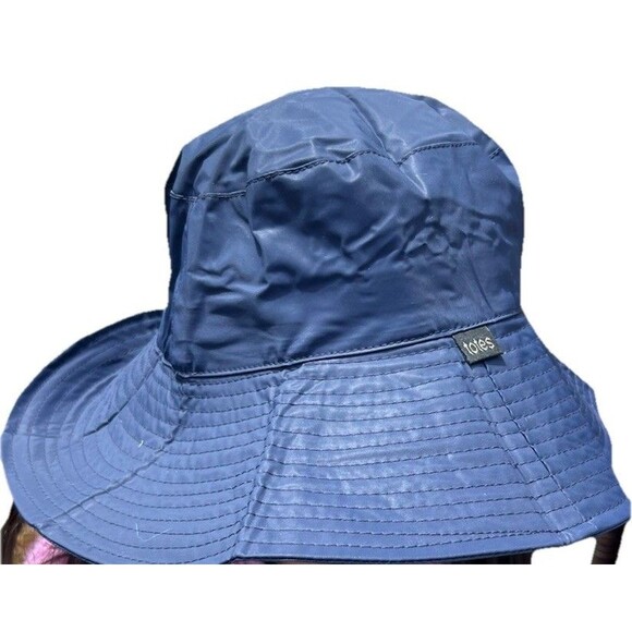 TOTES PVC Bucket Rain Sun Hat Women's 59cm Packable Cruise Resort Blue - Picture 3 of 4